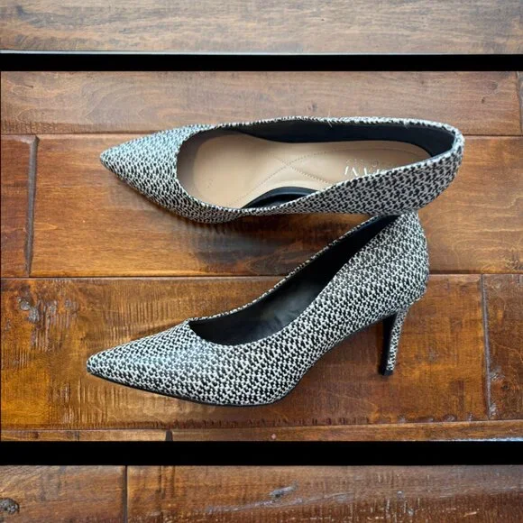 Alfani Step ’n Flex Woven Pointed-Toe Heels | Black & White | Size 8M - Picture 5 of 9